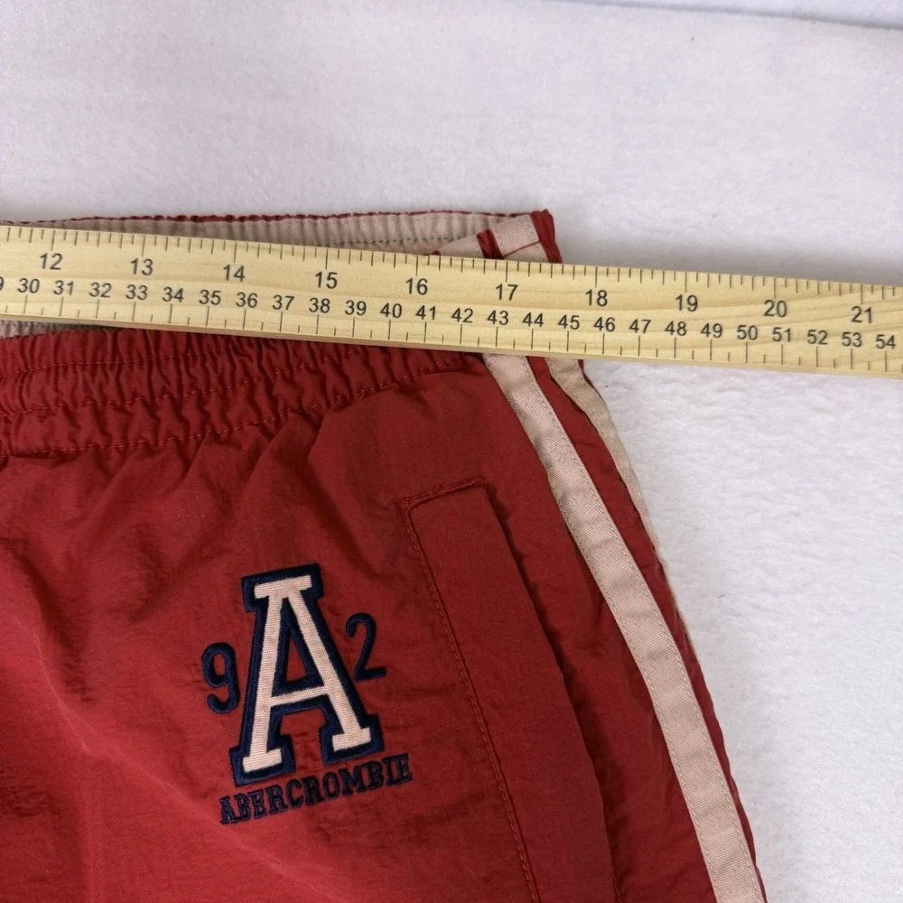 Vtg Y2K Abercrombie & Fitch Red Nylon Track Pants XL‎ 90s Baggy Windbreaker Zip